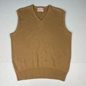 Vintage Maxam Sportswear Men XL Sweater Vest Tan Brown V-Neck Sleeveless Acrylic